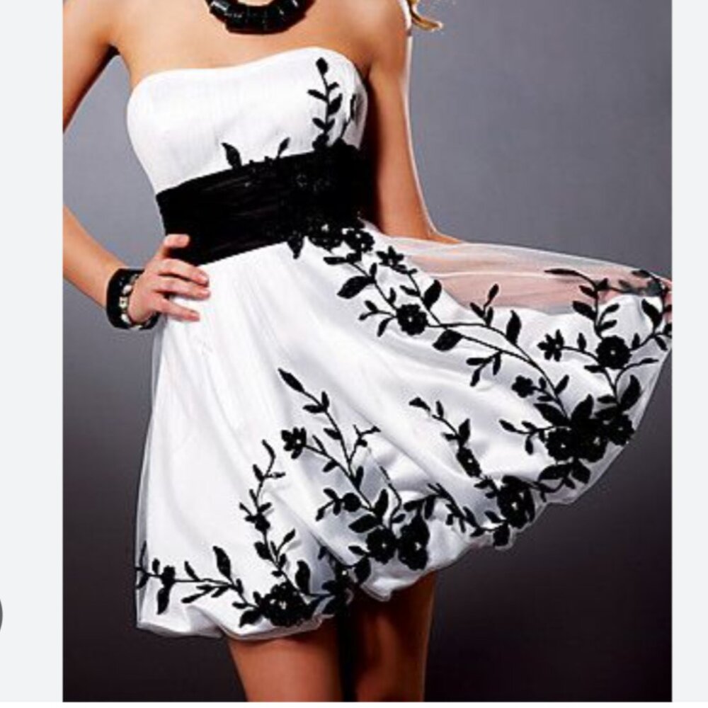 Sherri Hill Black and White Graduation dress